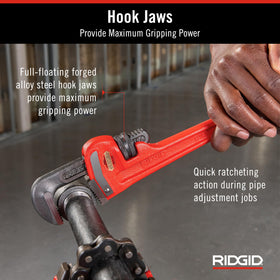 RIDGID 31015 I-beam handle style optimized for leverage and control.