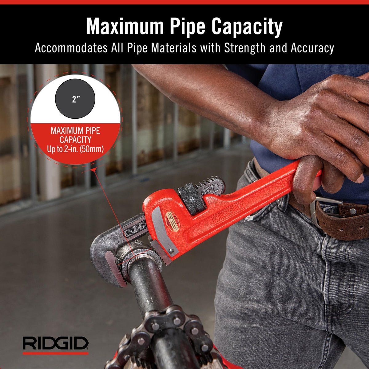 RIDGID 31015 replaceable hook and heel jaws extend tool life.