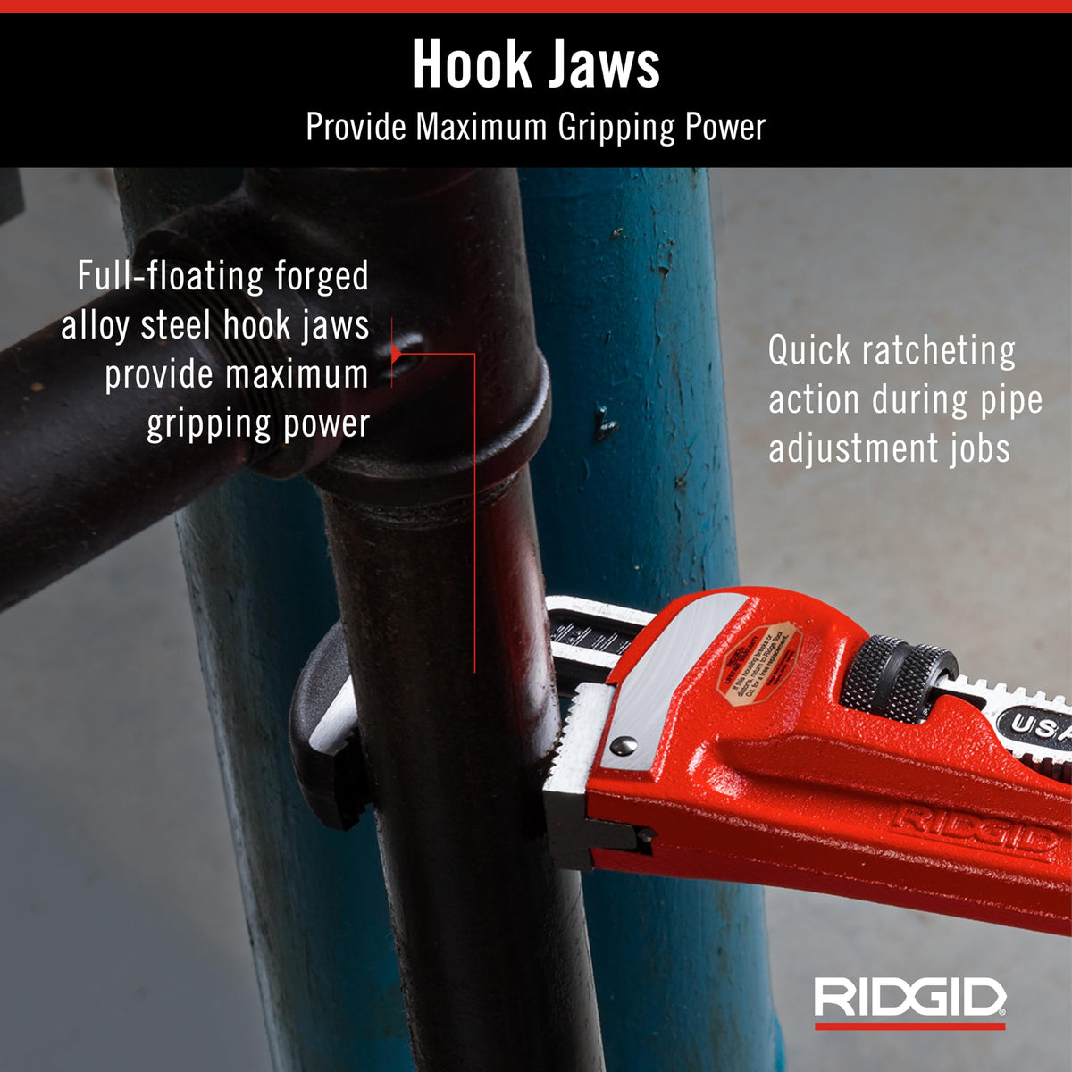 RIDGID 31025 in-use demonstrates capacity to handle up to 2-1/2 inch pipes.