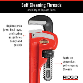 RIDGID 31030 replaceable jaw and heel jaws extend tool life.