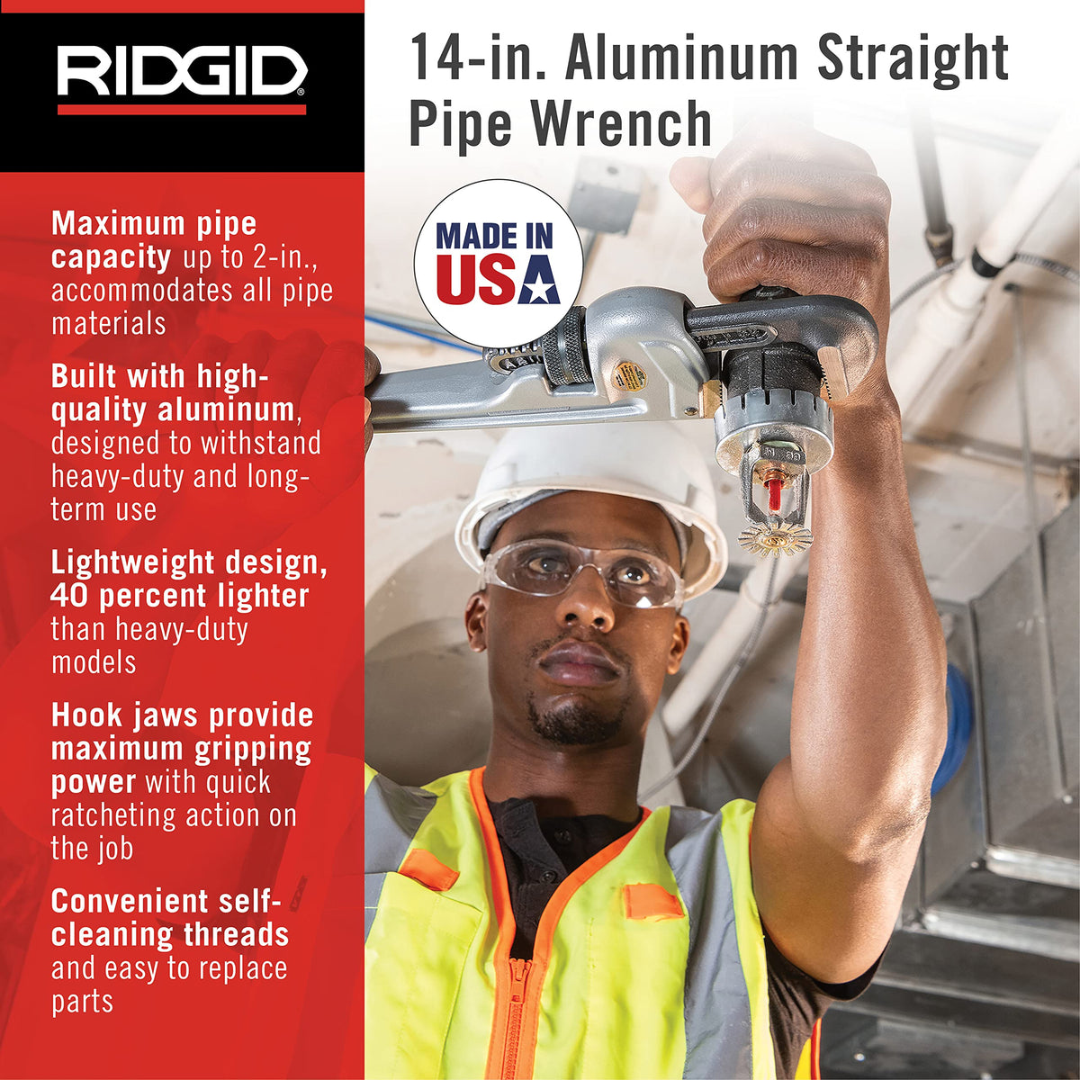 Close-up of RIDGID 31095 forged hook jaws delivering strong grip