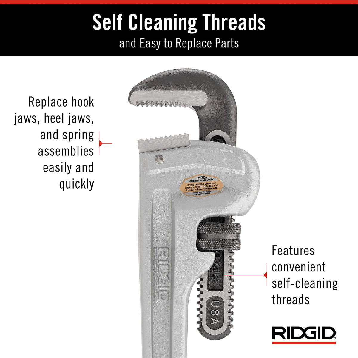 RIDGID 31100 non-stick adjustment nut for effortless setup and adjustments.