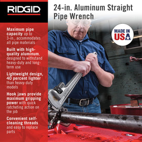 RIDGID 31105 Model 824 side view highlights ergonomic I-beam handle for less fatigue.