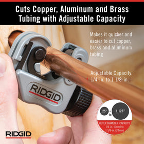 2-in-1 AutoFeed operation shown while cutting copper tubing.
