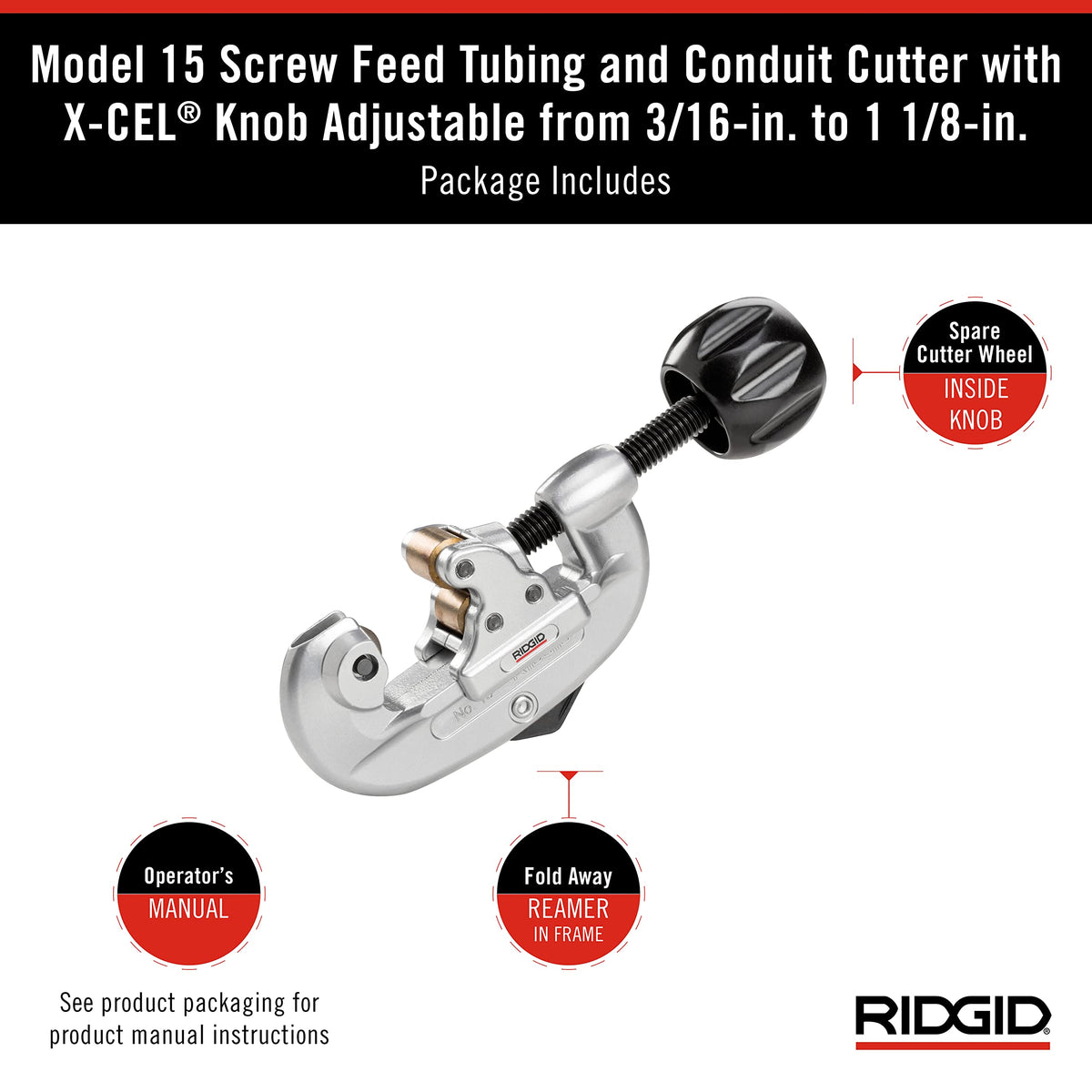 RIDGID cutter delivering clean cuts on copper, brass, and aluminum