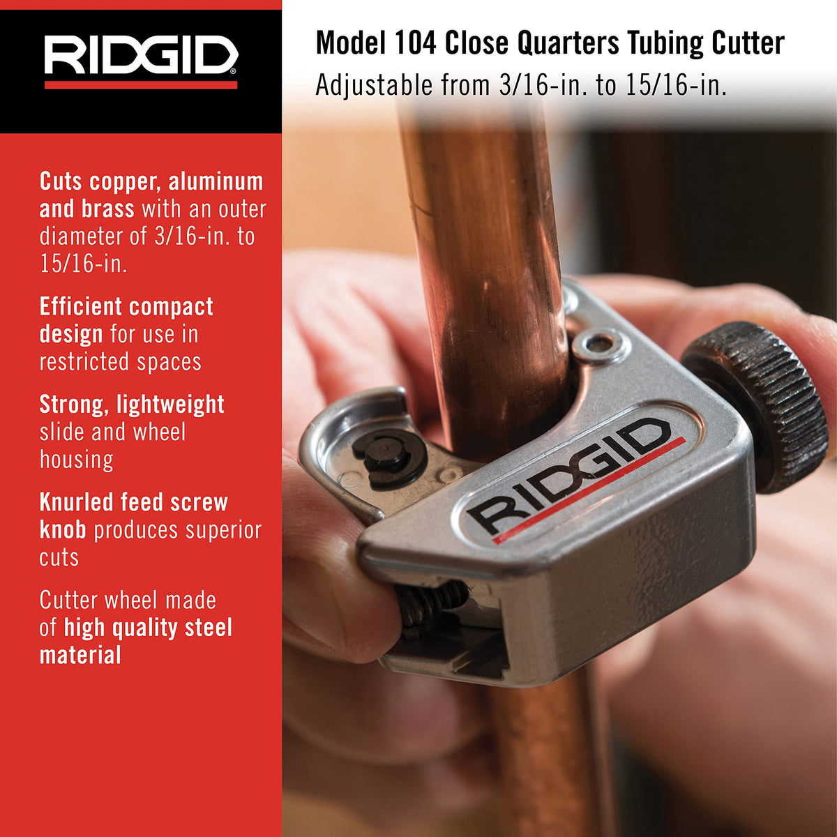 RIDGID 32985 wheel and slide housing highlights smooth cutting pressure control.