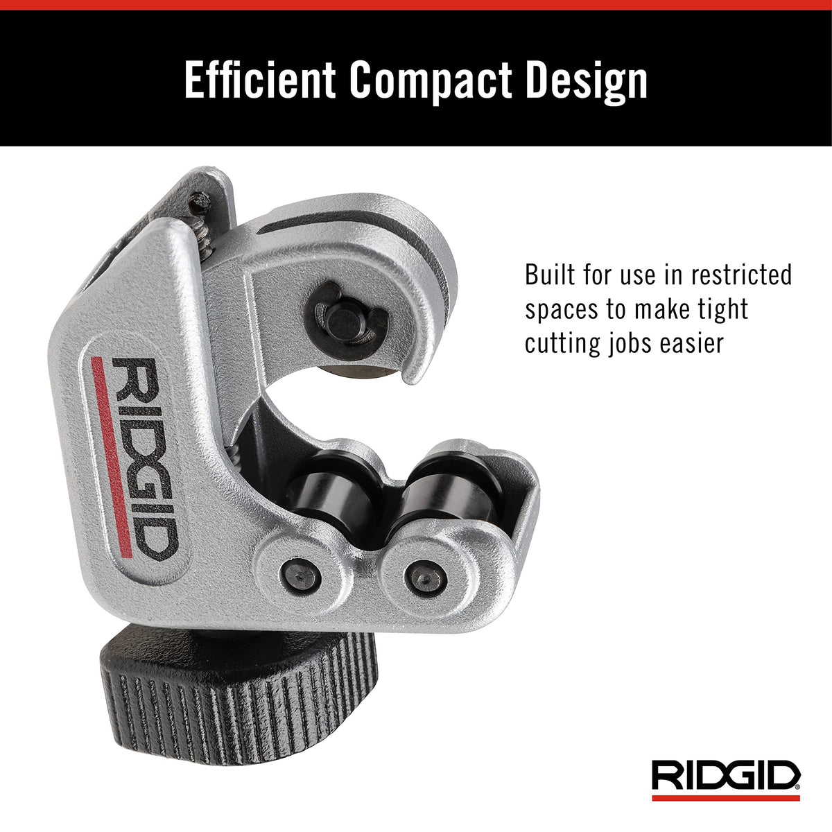 RIDGID spare cutter wheel stored in the knob for quick maintenance.