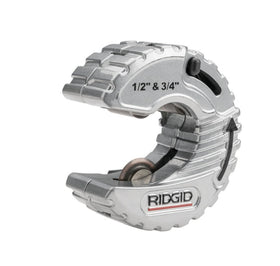 RIDGID 57008 cutter in tight spaces delivering clean 1/2" and 3/4" copper cuts.