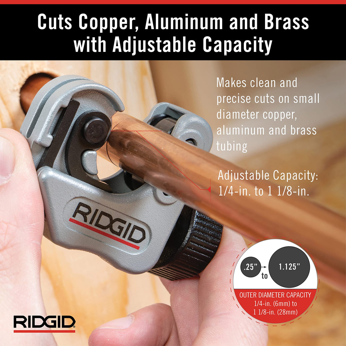 RIDGID 86127 lightweight slide housing reduces fatigue during use