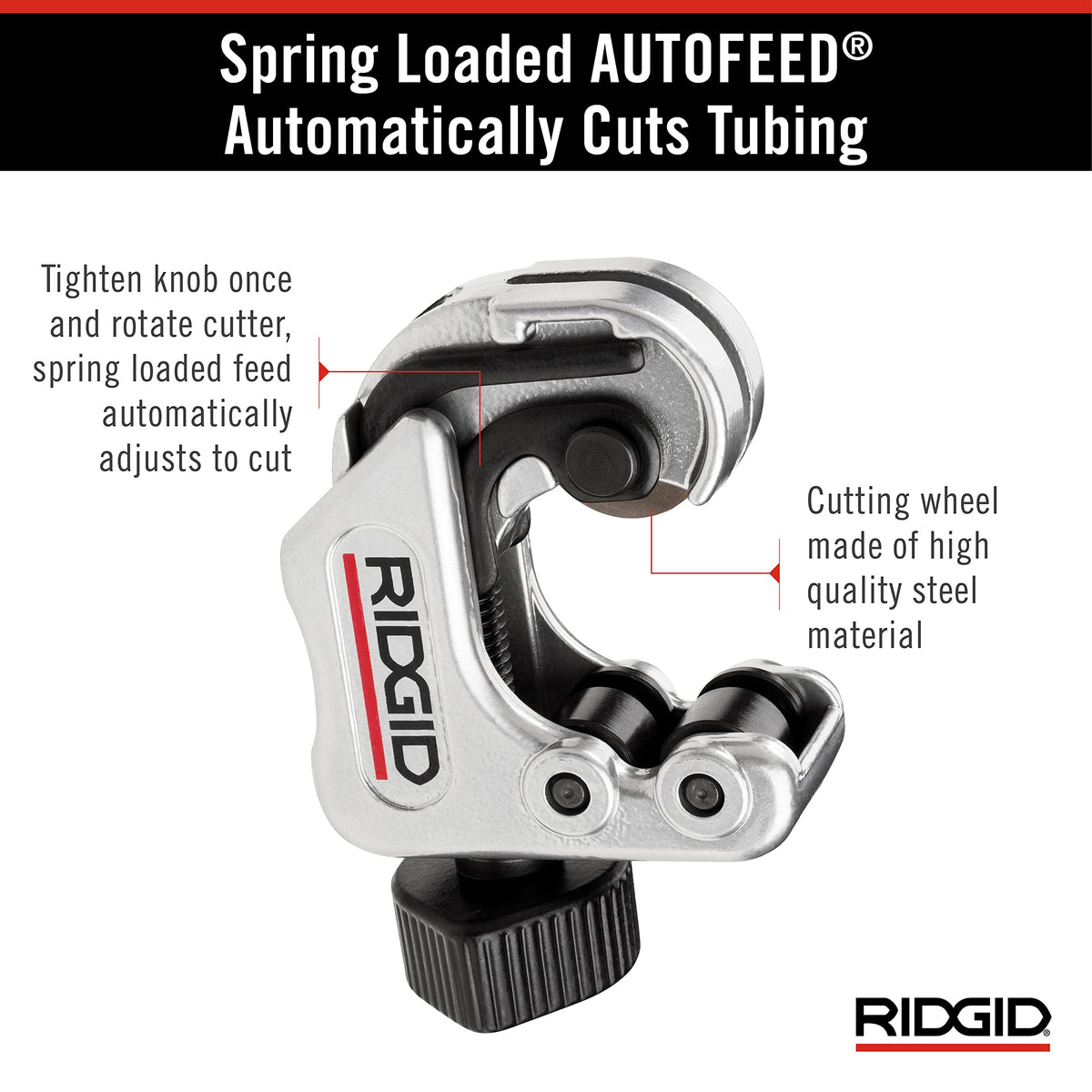 RIDGID 86127 model 118 extra knob eases feed screw tightening and stores spare wheel