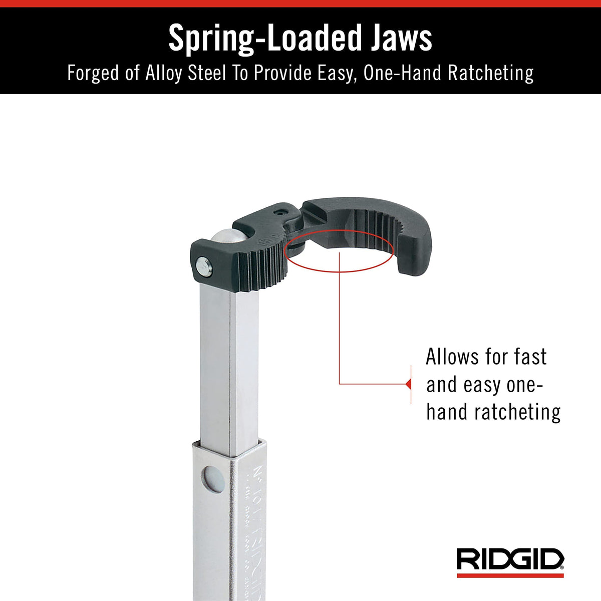 RIDGID wrench head at 90-degree angle for awkward angles