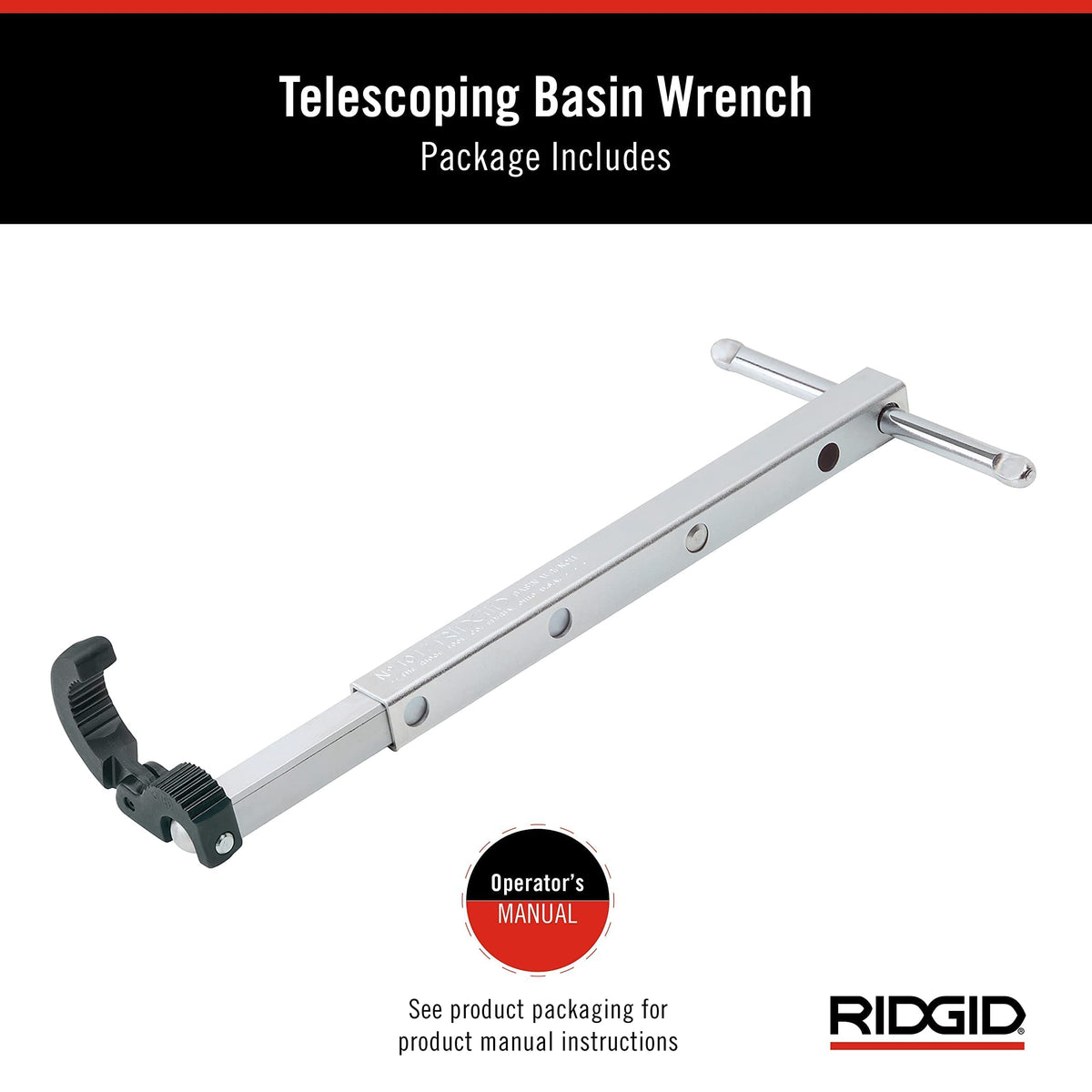 RIDGID basin wrench with 3/8 to 1-1/4 inch pipe capacity