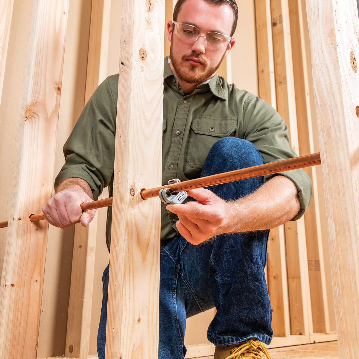 RIDGID cutter designed for copper, brass, aluminum, and plastic tubing.
