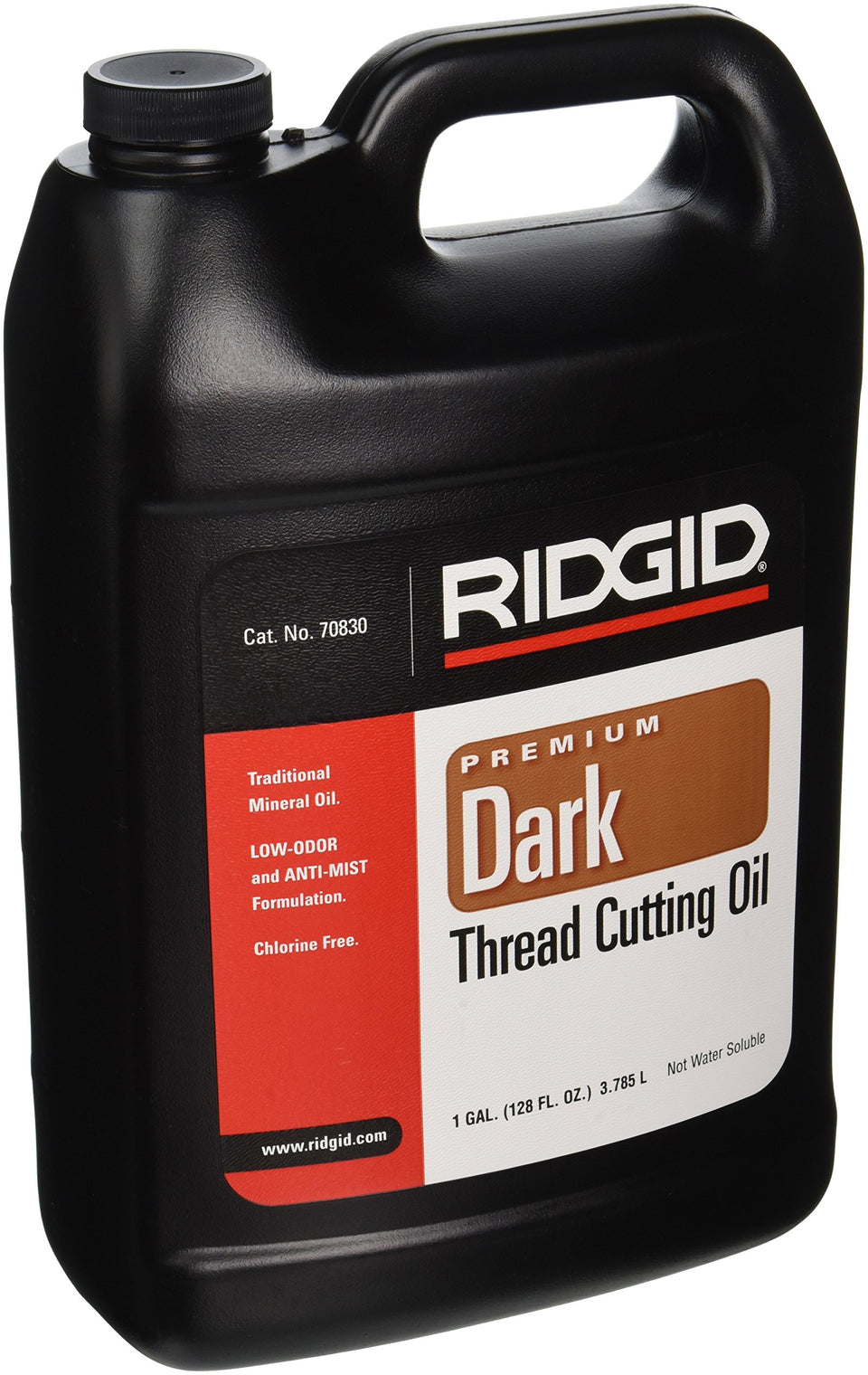 RIDGID 70830 dark thread oil bottle cools threads during operation, extending tool life during threading.