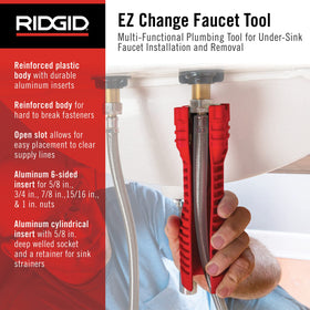 RIDGID EZ Change 6-sided cubed insert grips multiple nuts securely