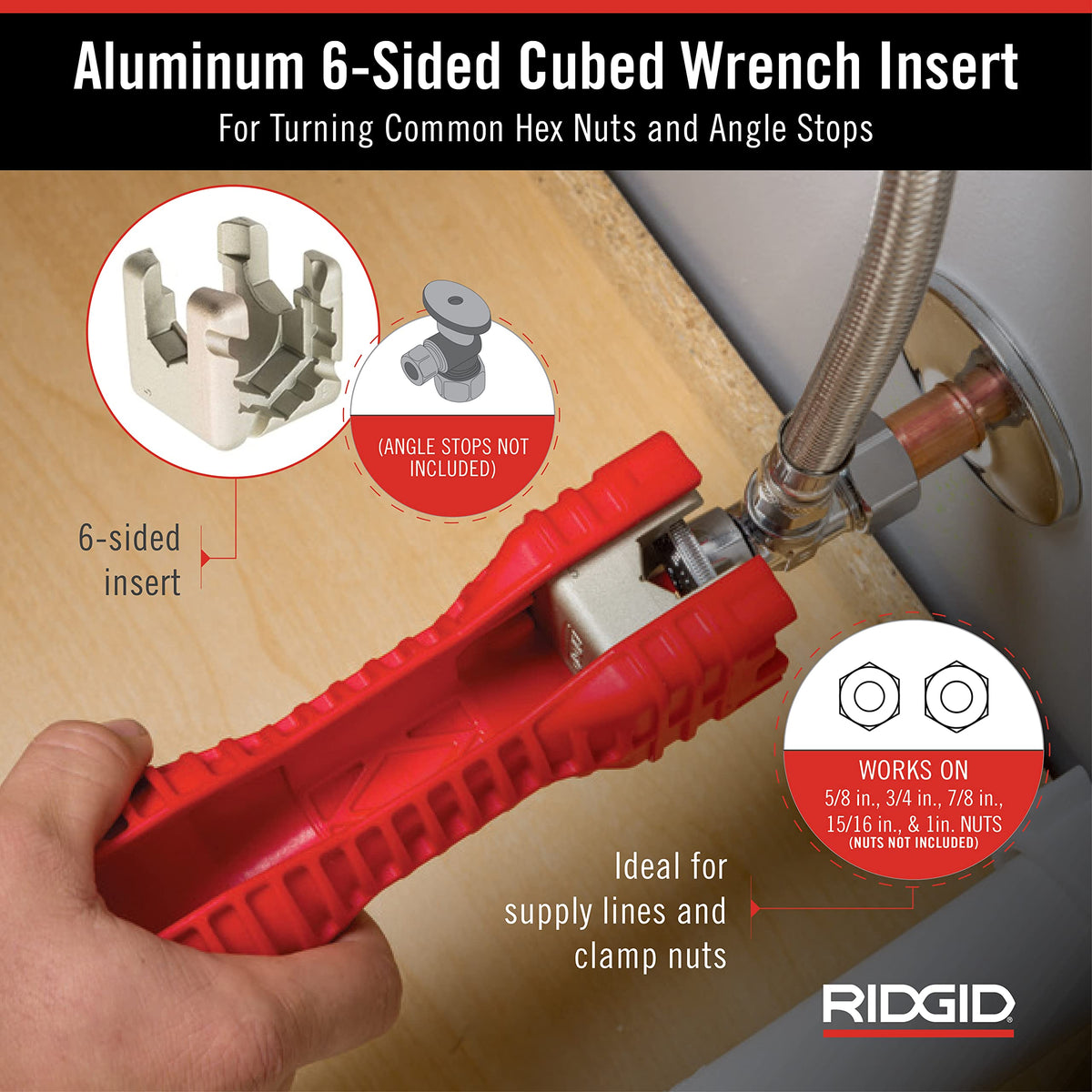 RIDGID EZ Change basin nut compatibility handles 2 to 6 tab nuts