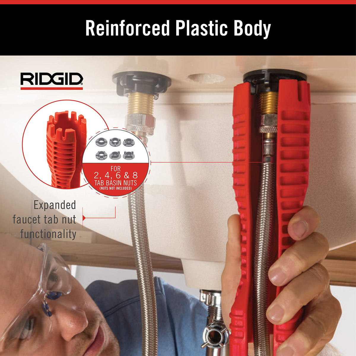 RIDGID EZ Change cylindrical deep-welled socket supports single-hole mountings
