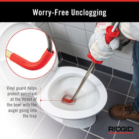 RIDGID K-3 toilet auger 3-foot snake extended reach to clear toilet clogs