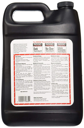 RIDGID Nu-Clear thread oil being poured to lubricate threads for smoother cuts.