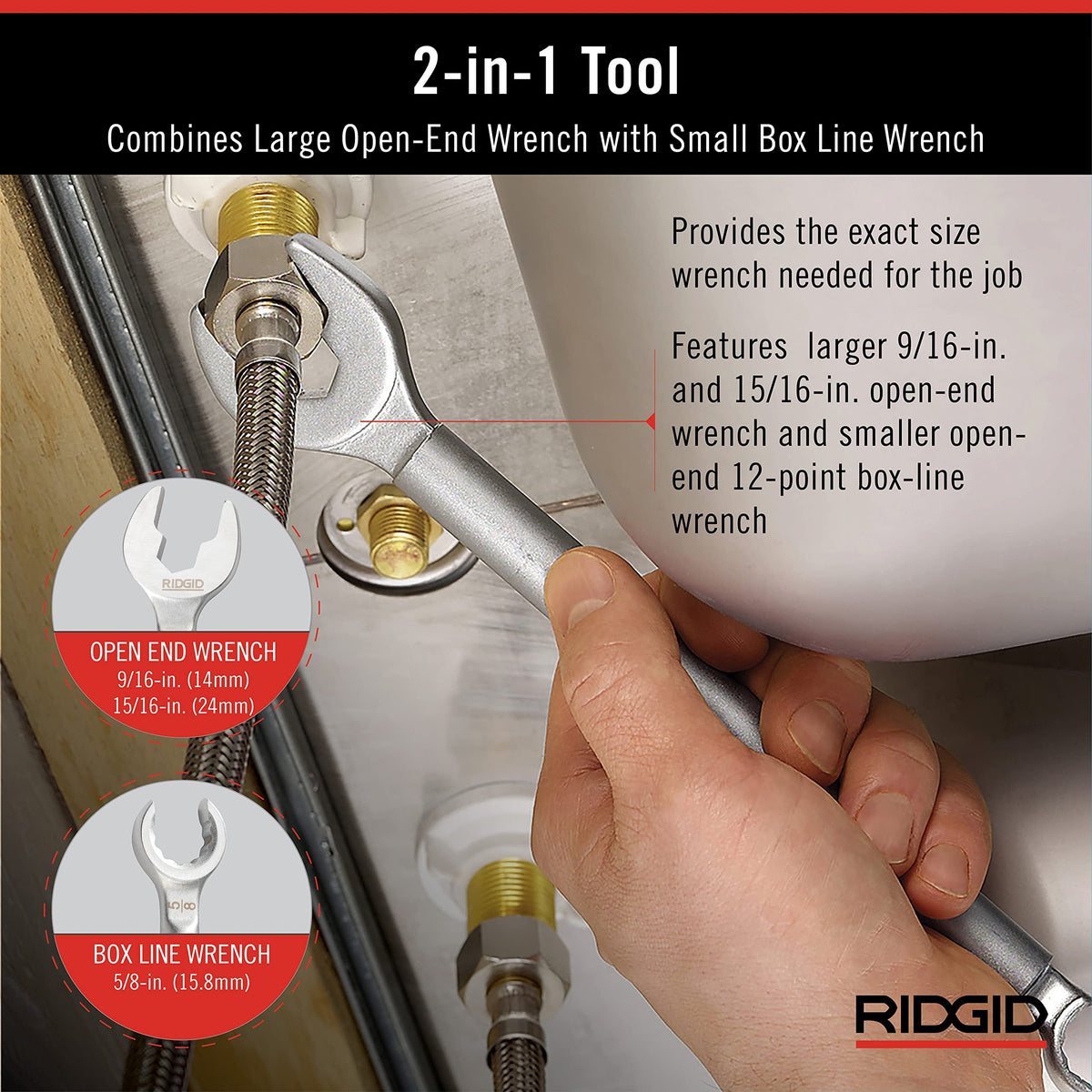 RIDGID One Stop Wrench with 9/16-inch open-end for versatile angle stops
