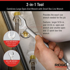 RIDGID One Stop Wrench with 9/16-inch open-end for versatile angle stops