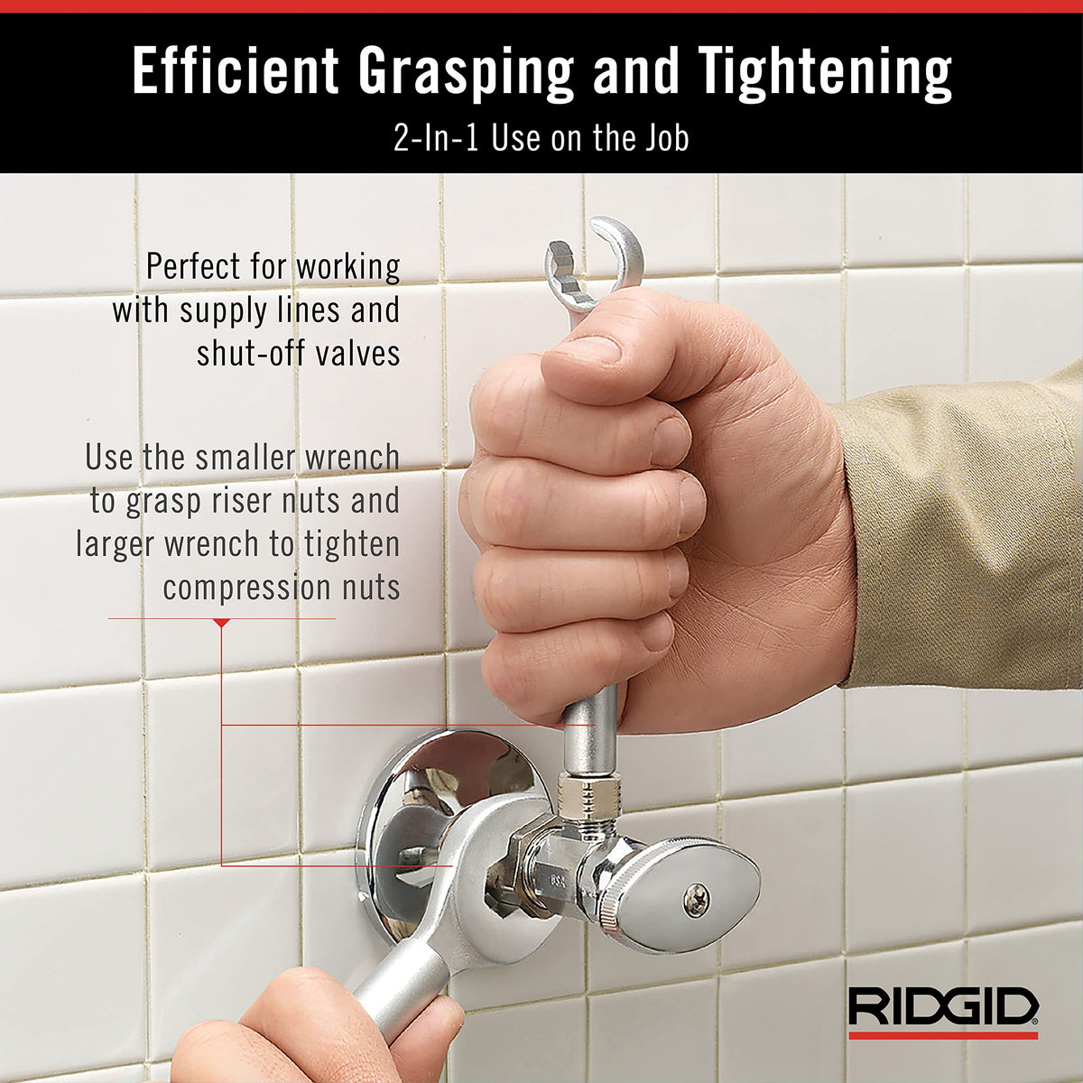 RIDGID compact design stores inside larger wrench for portability