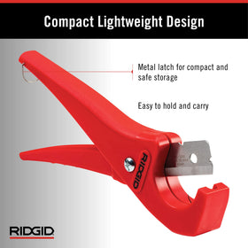 RIDGID PC-1250 textured nonslip grip for precise tubing cuts.