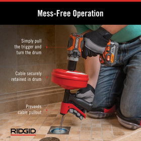 RIDGID Power Spin+ clears drains from sinks to showers