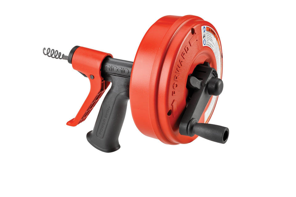 RIDGID Power Spin+ drum and cable ready for quick drain cleaning