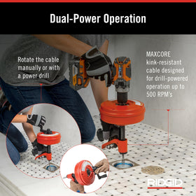 RIDGID Power Spin+ can be used manually for controlled cleaning