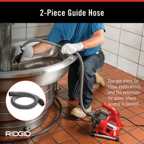 RIDGID PowerClear 450 RPM motor in operation clears stubborn blockages.