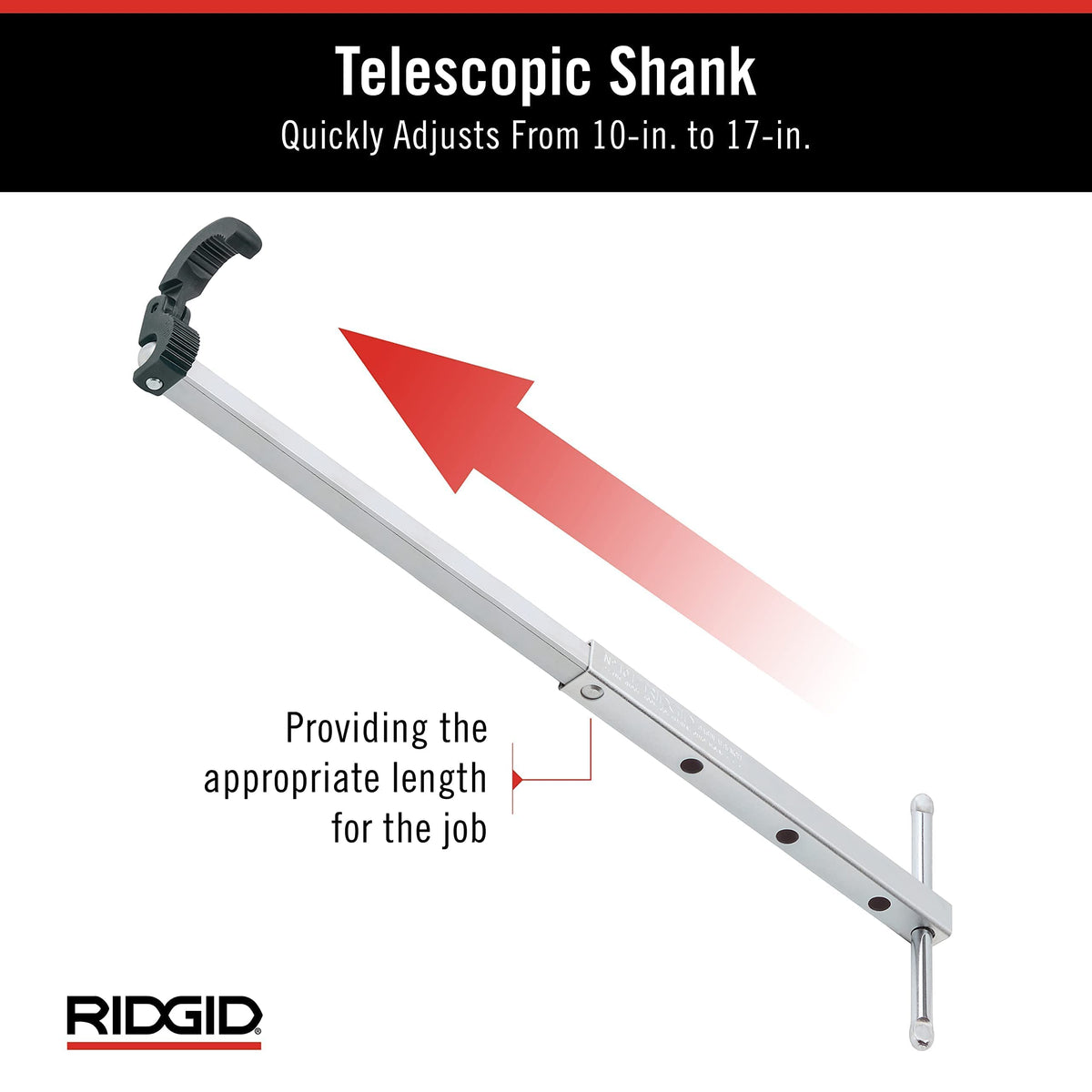 RIDGID spring-loaded jaws providing fast one-handed operation