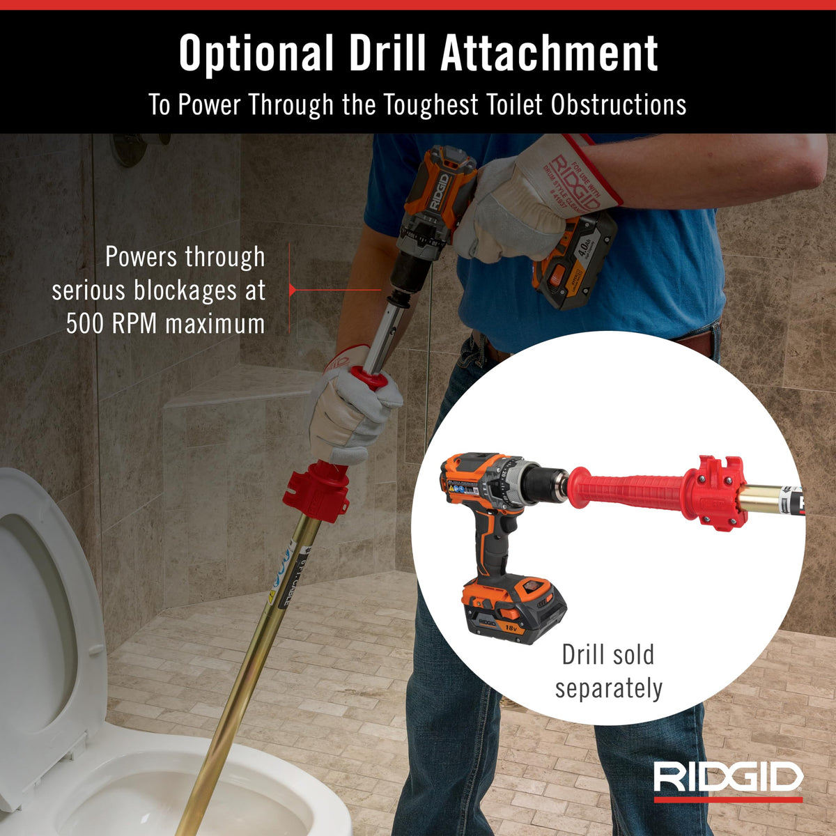 RIDGID optional drill attachment powers through tougher obstructions