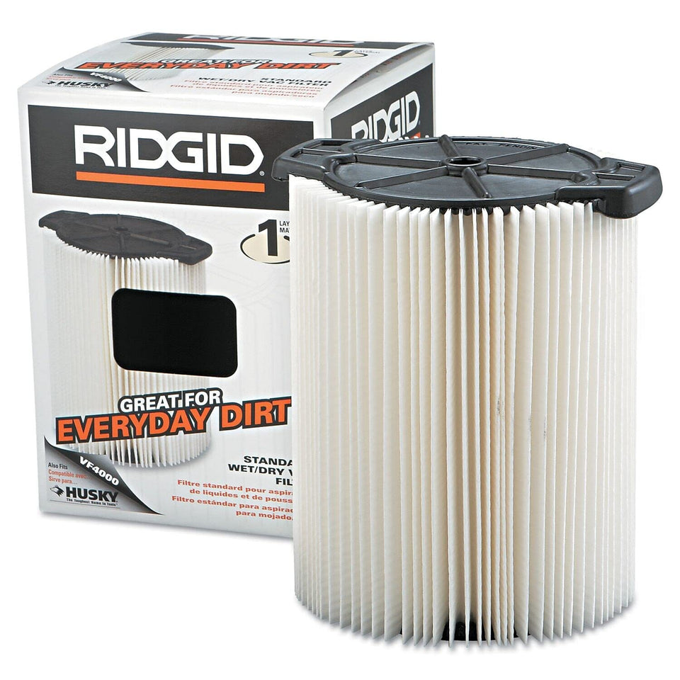 RIDGID VF4000 standard filter with pleated design for large surface area
