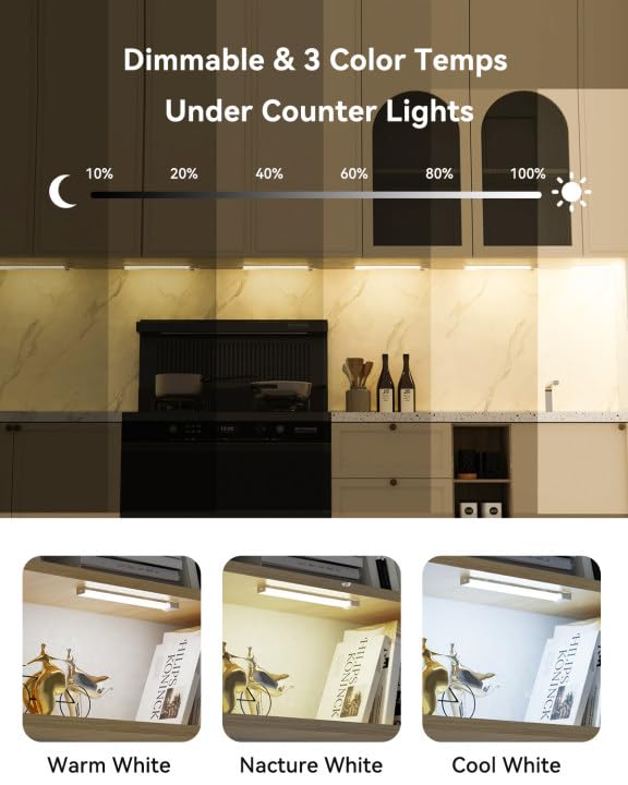 Rihvy under cabinet light offers three color temperatures and dimming
