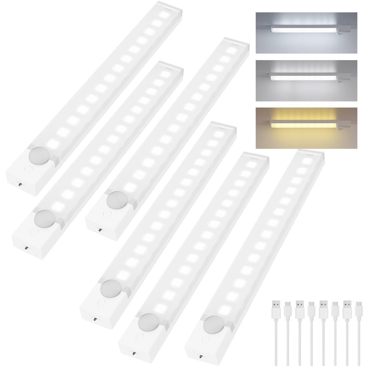 Rihvy under-cabinet light 8inch pack six for bright, hands-free kitchen lighting.
