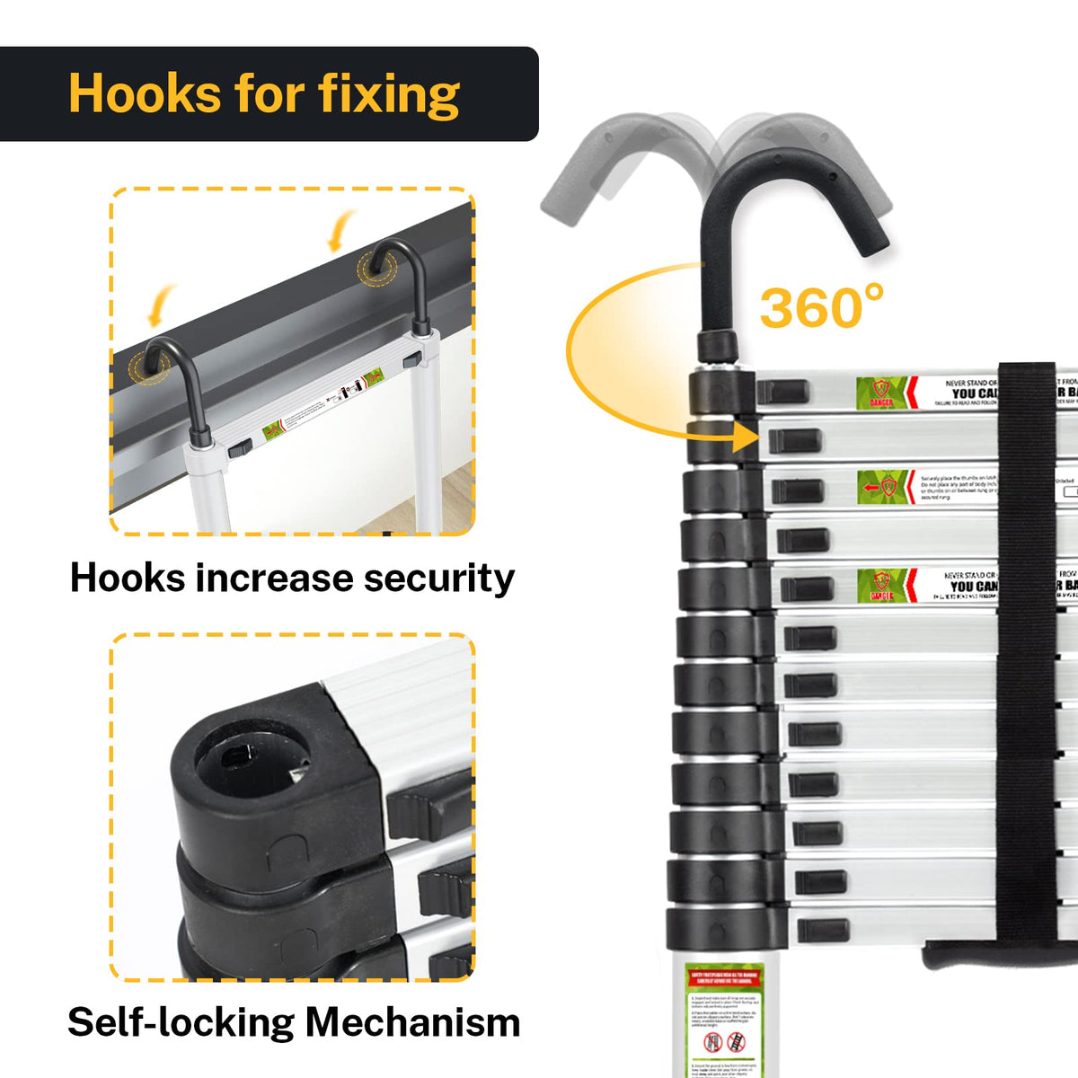 RIKADE double-hook design aids safe setup on uneven ground.