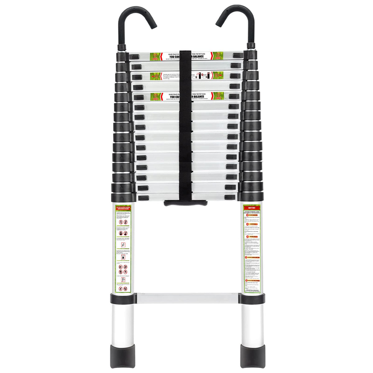 RIKADE telescopic ladder extended height for safe indoor and outdoor reach.