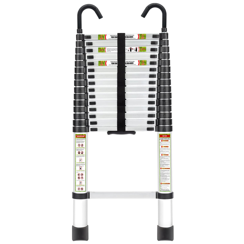 RIKADE telescopic ladder extended height for safe indoor and outdoor reach.