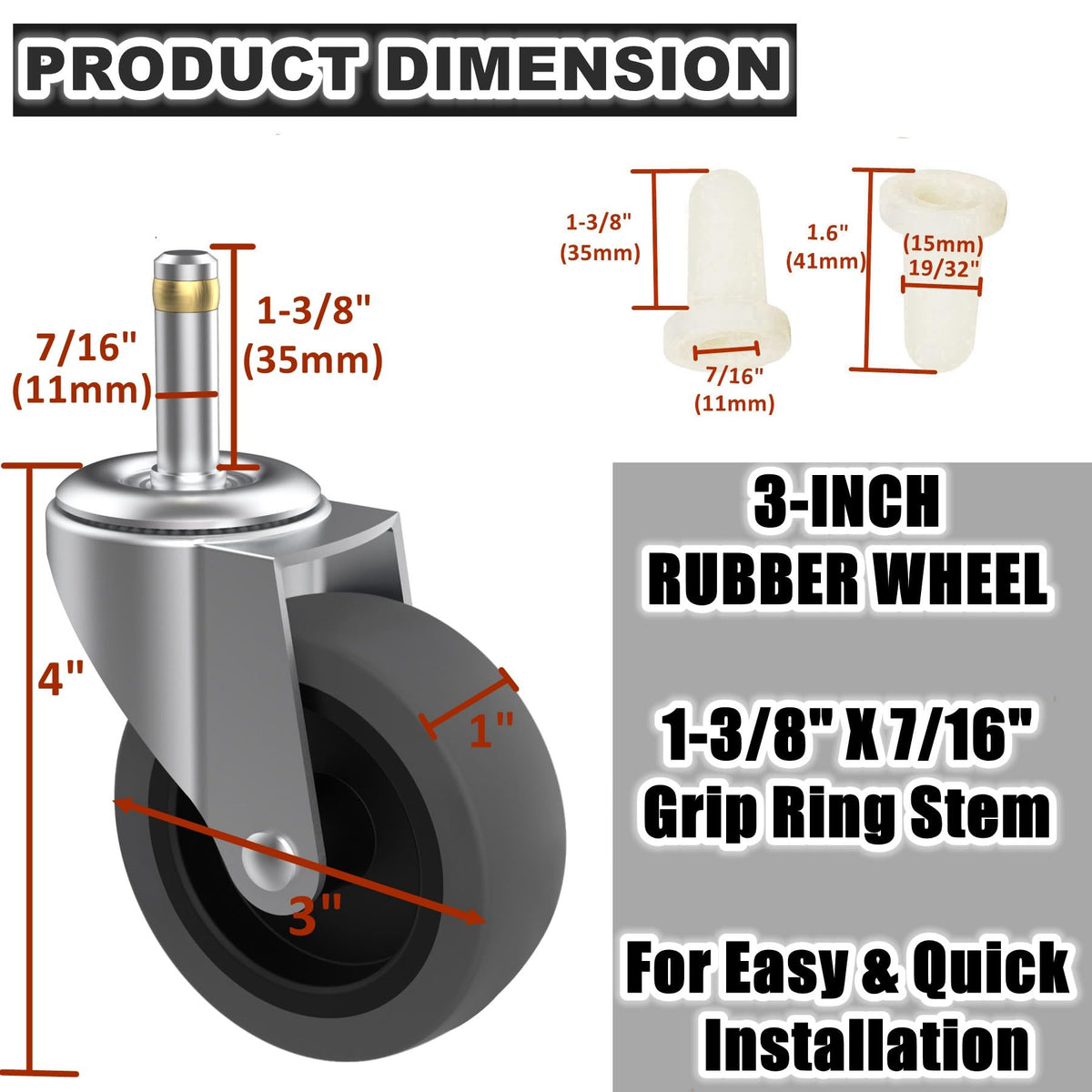 RILIDRI 150lb capacity caster supports sturdy cart movement.