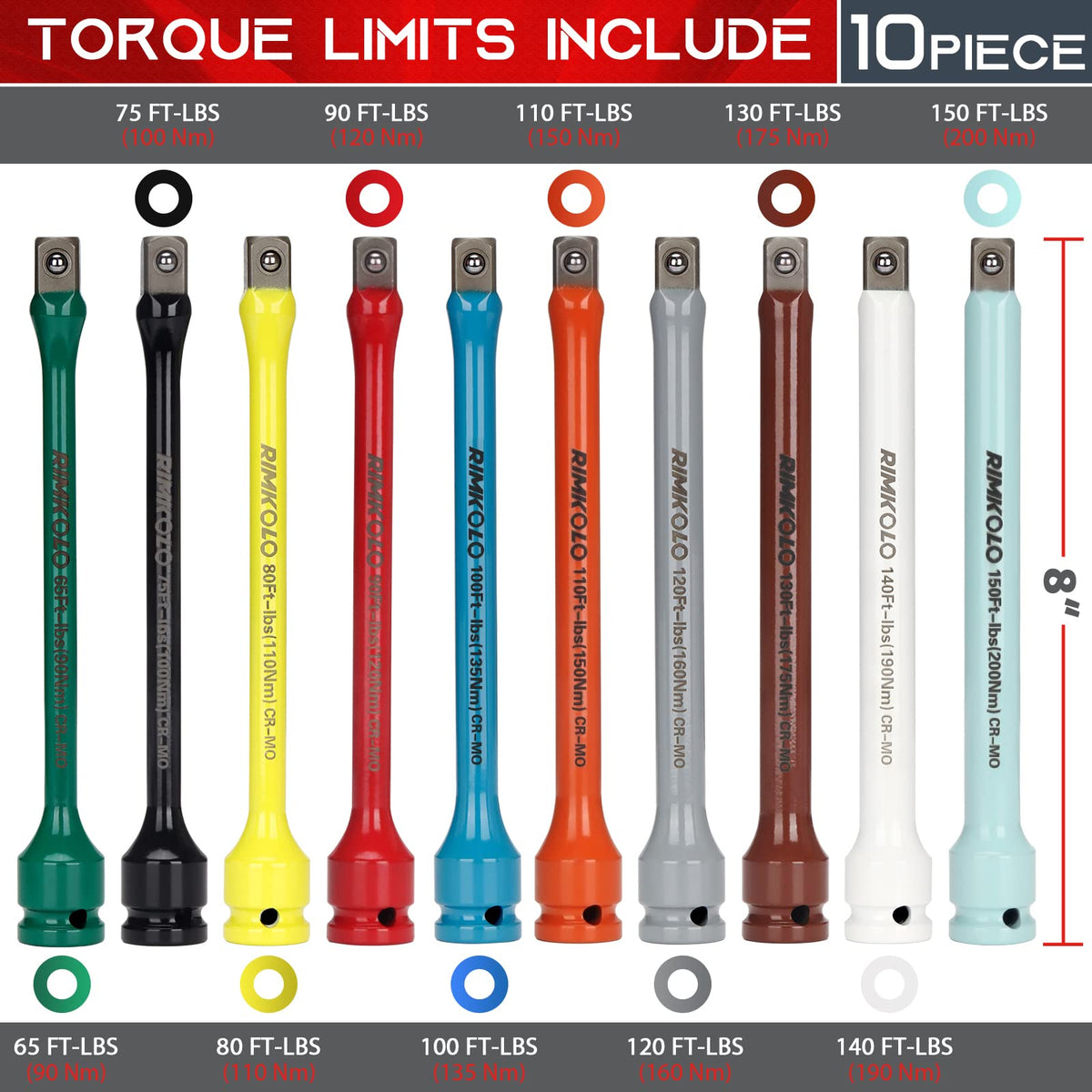 RIMKOLO CR-MO steel torque bars offer strength and corrosion resistance.