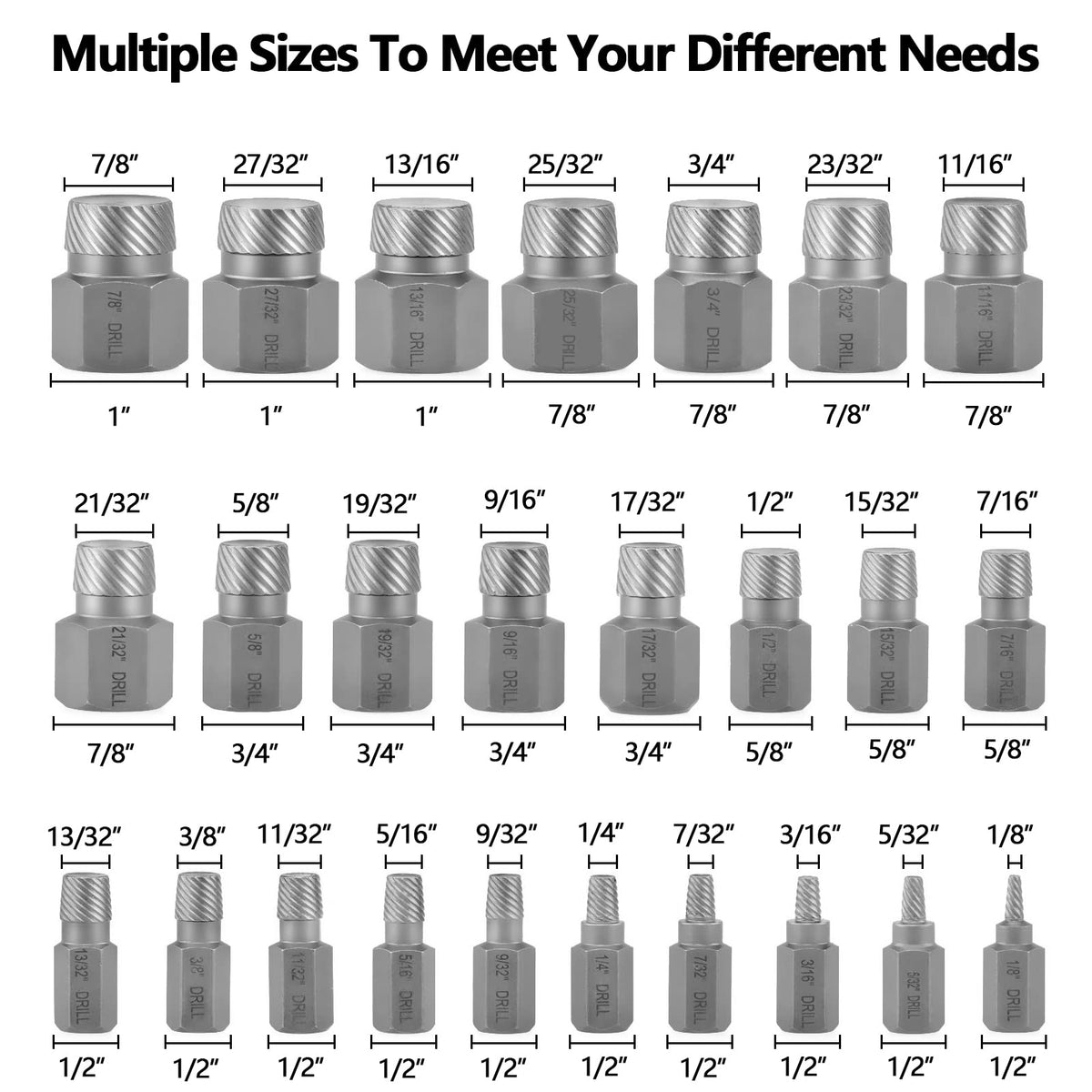 RIMKOLO multi-spline easy-out extractors deliver strong torque for stubborn fasteners.