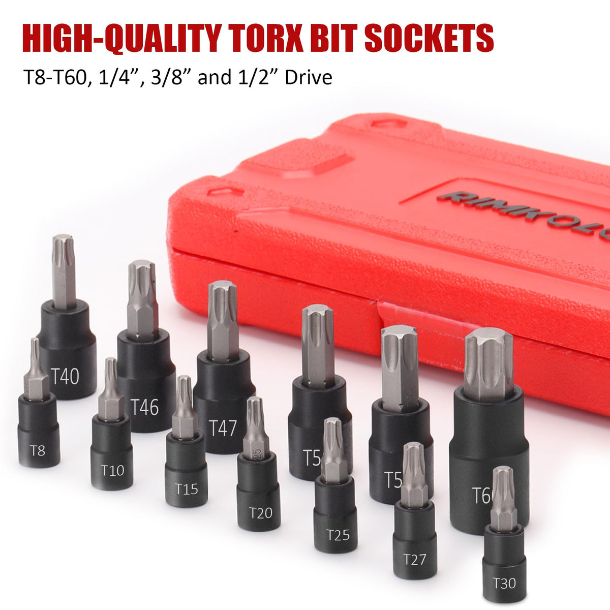 Detent pin holes on RIMKOLO Torx bits for retention options.