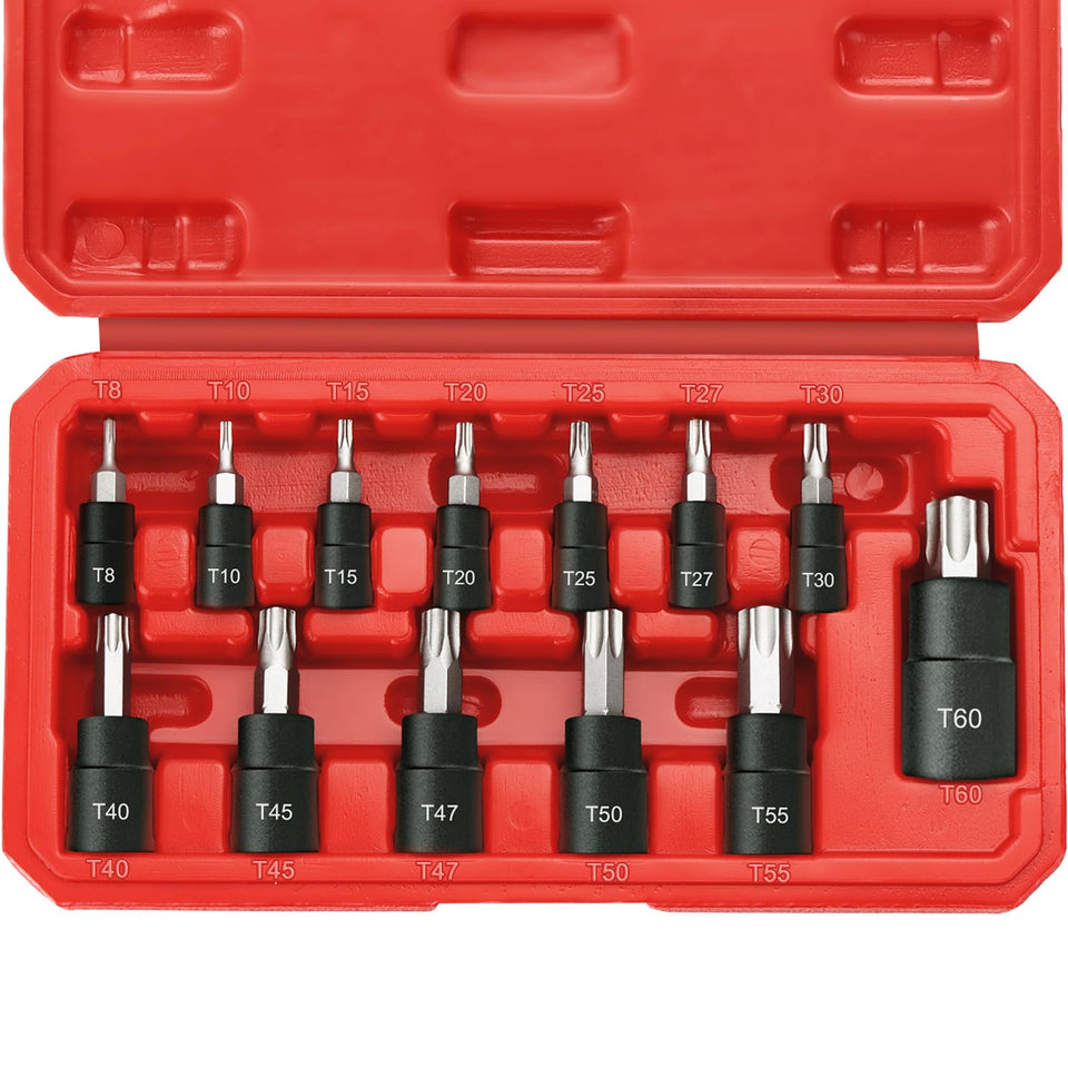 RIMKOLO Torx socket set, 1/4 drive, T8–T30, for precise fastener work.