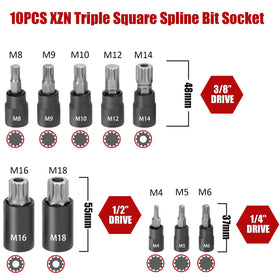 RIMKOLO XZN 3/8 drive set with M10–M14 range for cars and bikes