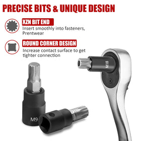 RIMKOLO XZN triple square sockets for 3/8 drive M8–M14 versatility