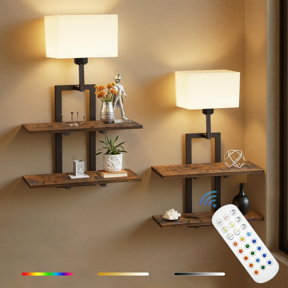 RINBOU two-tier wall sconce with remote for versatile living room lighting