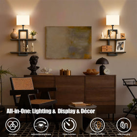 RINBOU wall sconce with floating shelf for bedroom decor and handy storage