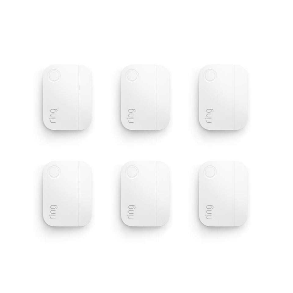 Ring Alarm Contact Sensor 6-Pack — front view shows slim, discreet sensors for doors or windows.