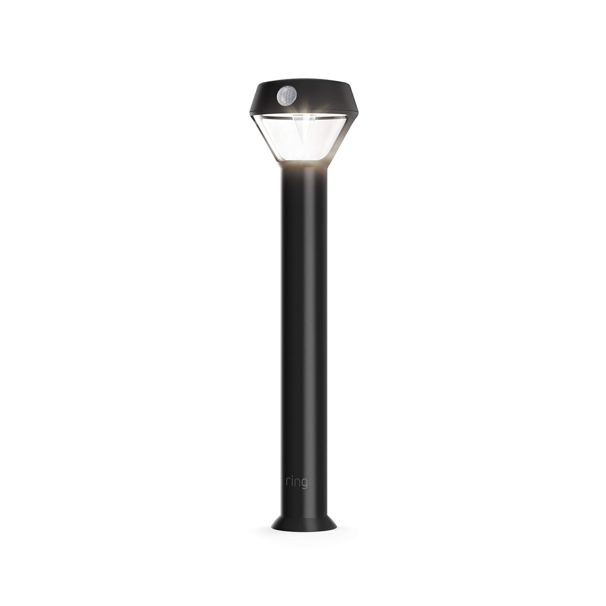 Ring Solar Pathlight front view with bright LEDs guiding nighttime paths.